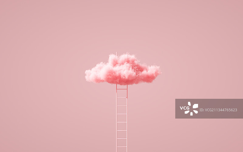 云朵梯子三维图形背景图片素材