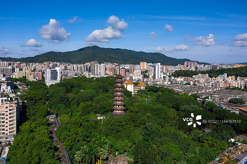 广东省深圳市龙华公园白昼航拍图片素材