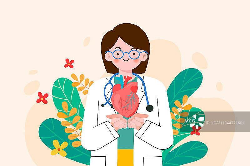 医生治疗心脏相关疾病矢量插画图片素材
