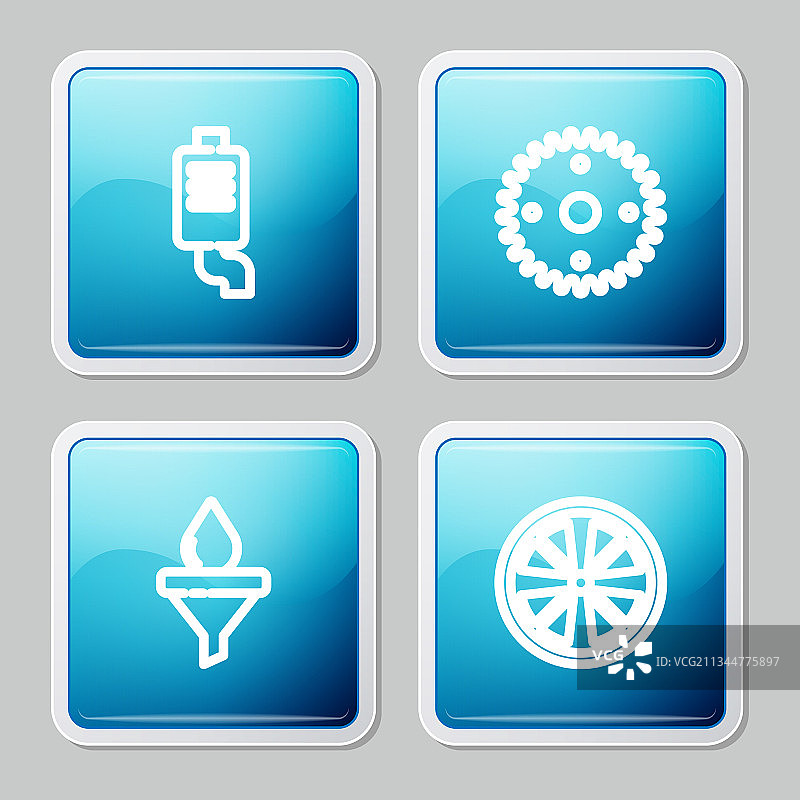 汽车消声器齿轮漏斗和油滴线条图标图片素材