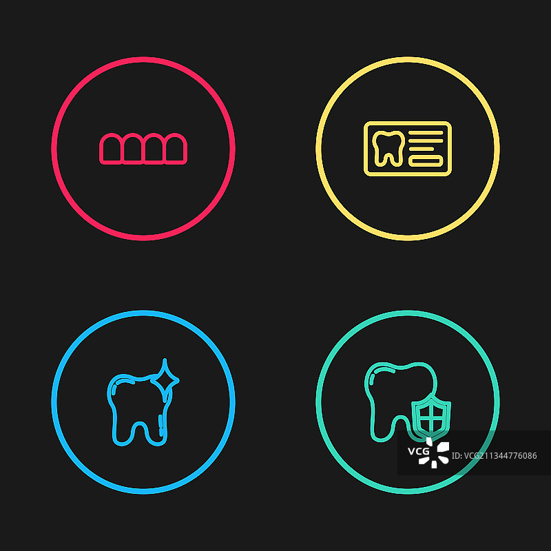 牙齿美白和牙科保护卡等线性元素图片素材