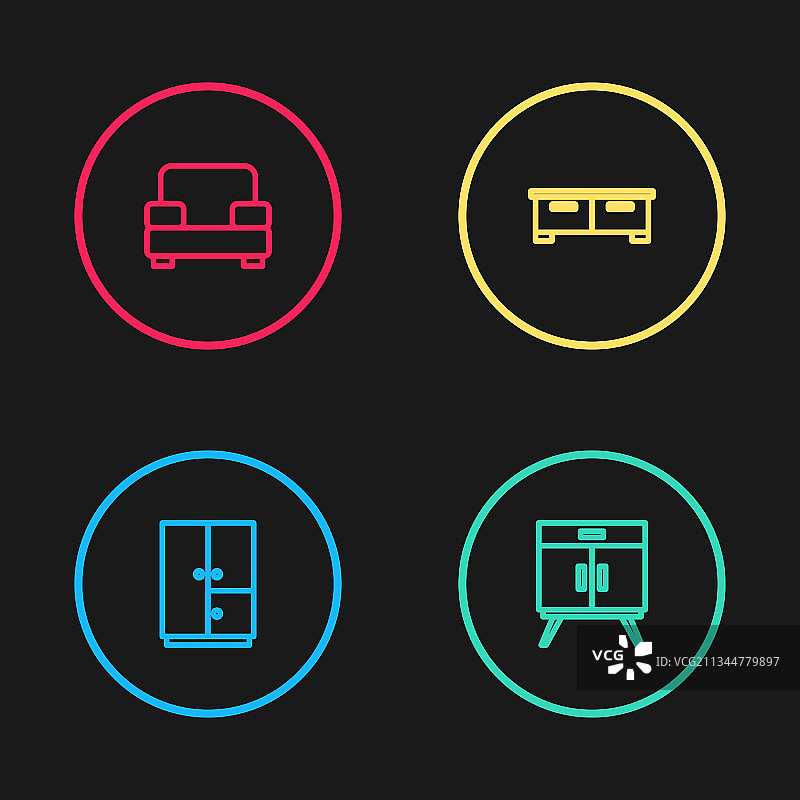 衣柜、梳妆台和扶手椅等元素图片素材