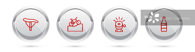 自行车座椅、山地车铃铛线条图标图片素材