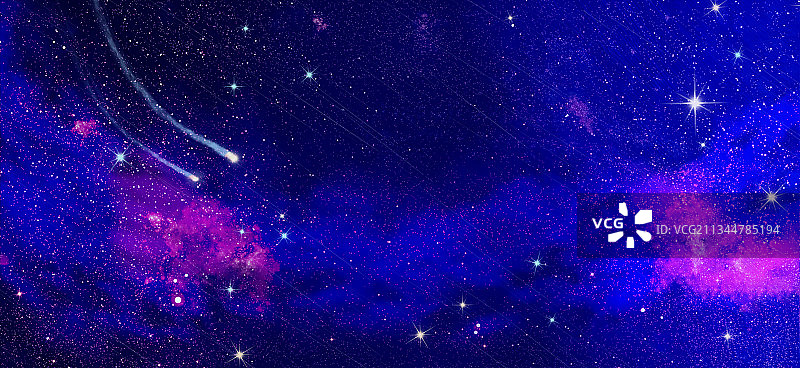 蓝色星空下的流星雨图片素材