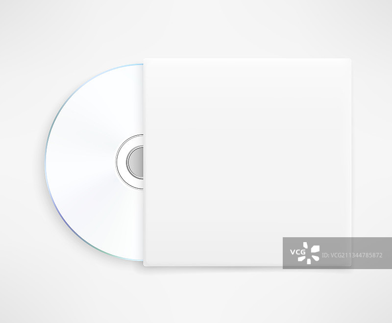 白色激光唱片与纸质封套样机图片素材