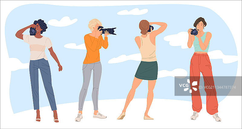 正在拍照的卡通角色图片素材