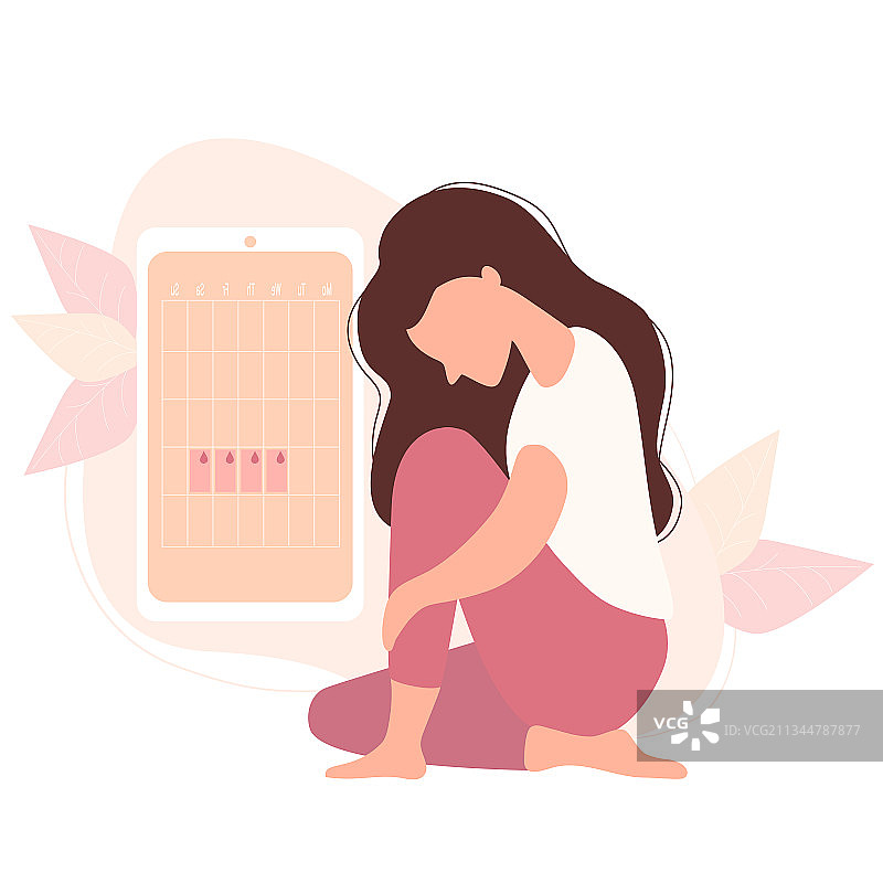 女孩看着精美的女士日历图片素材