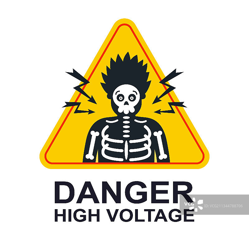 黄色高压电警告贴纸图片素材