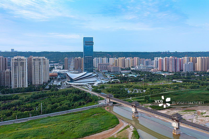 陕西省宝鸡市渭河两岸风光图片素材
