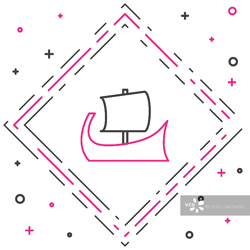 古希腊三列桨战船线性图标图片素材