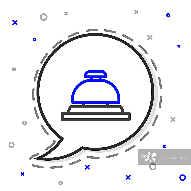 白色背景上的线条酒店服务铃图标图片素材