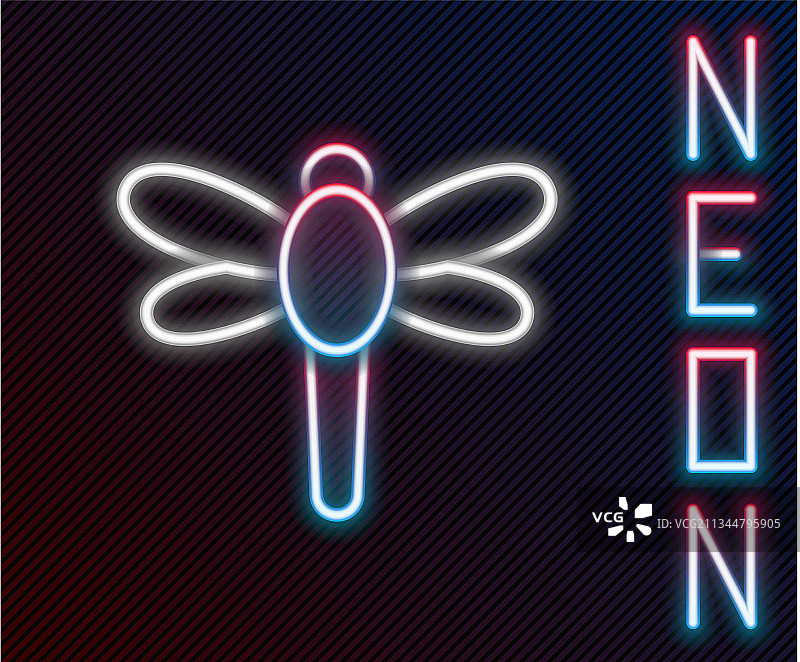 发光霓虹线蜻蜓图标图片素材