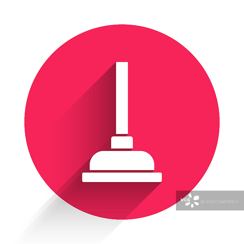 白色橡胶马桶搋子，木柄用于管道疏通图片素材