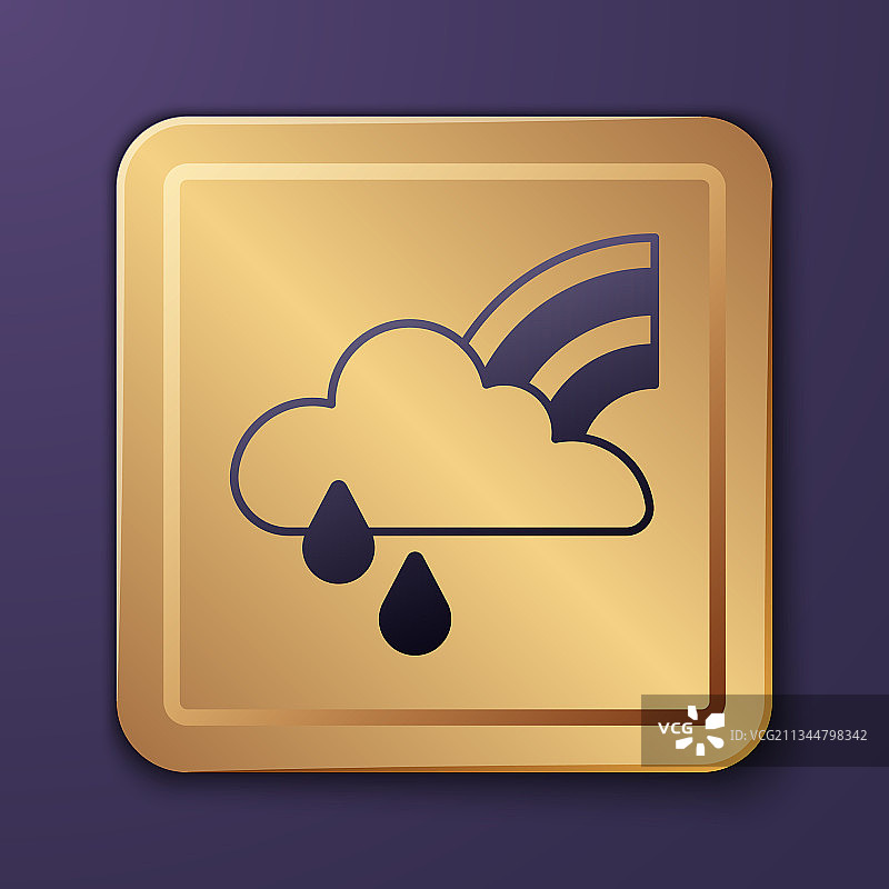 带云和雨的紫色彩虹图标图片素材