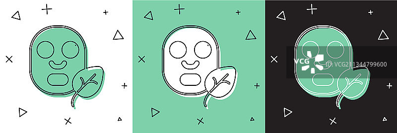 隔离面部化妆面膜图标设置图片素材