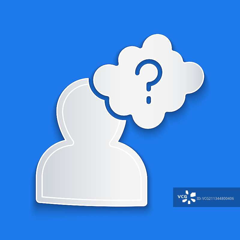 纸剪风格的人头与问号图标图片素材