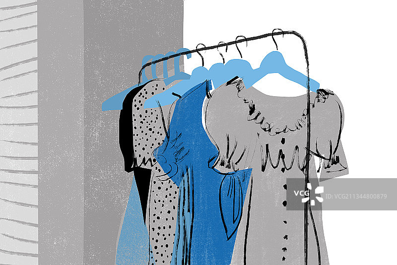 女生的衣服架子和裙子插画图片素材