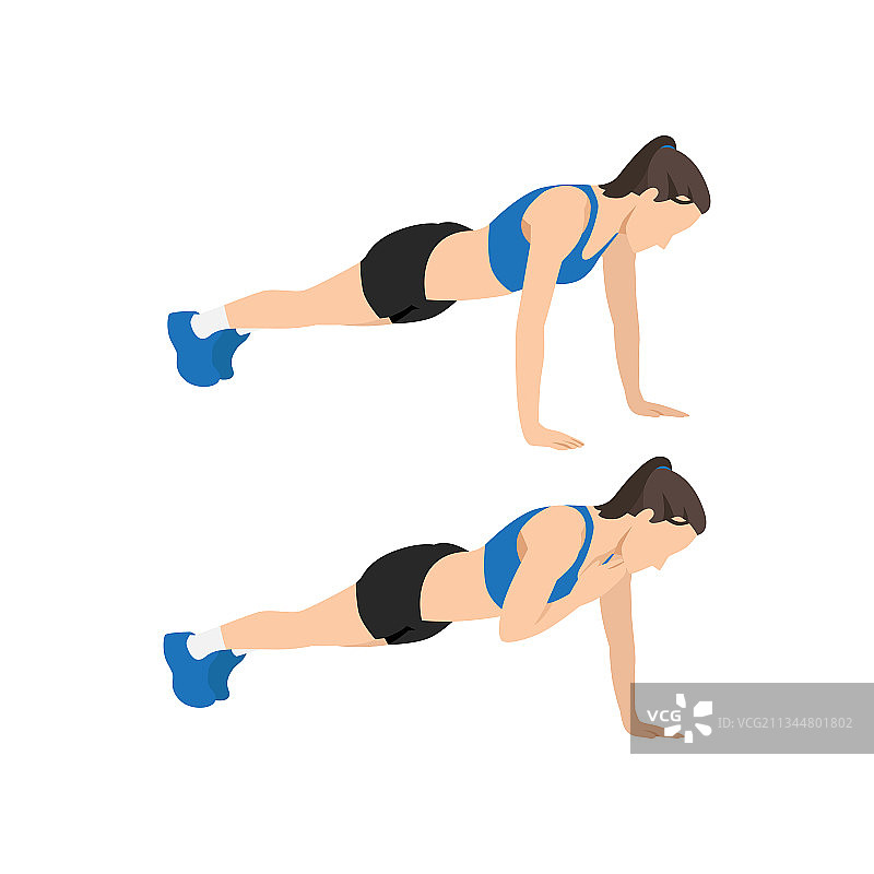 女子做平板支撑肩部点击运动图片素材