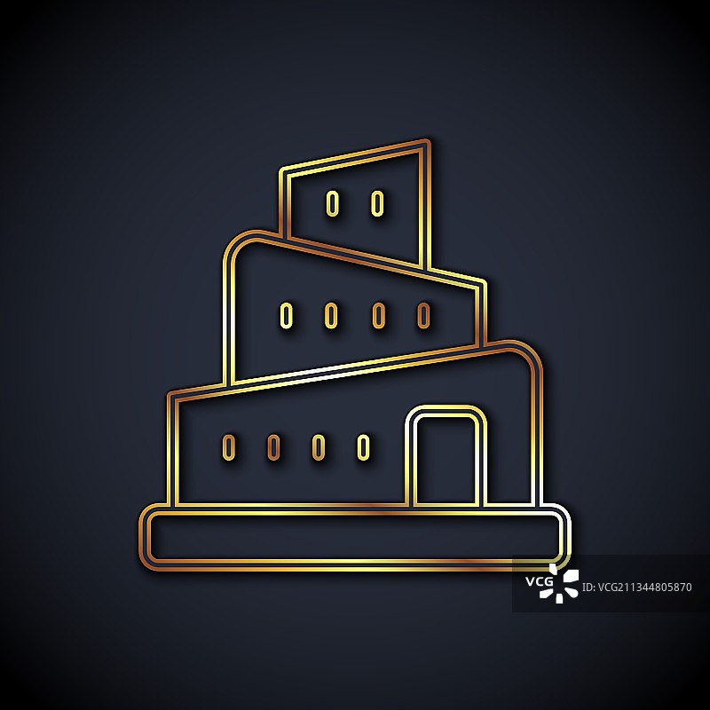 金色线条巴别塔圣经故事图标图片素材