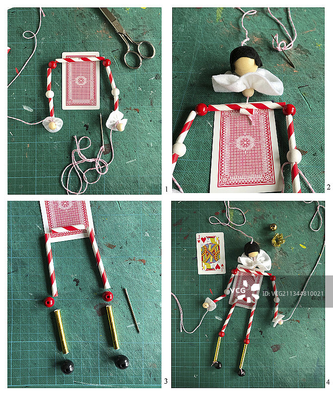 用扑克牌和吸管制作木偶图片素材