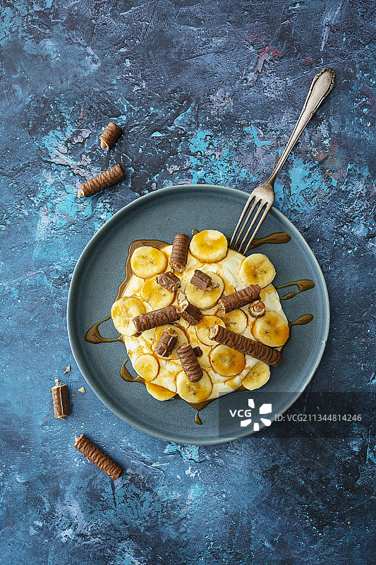 香蕉焦糖农家干酪图片素材