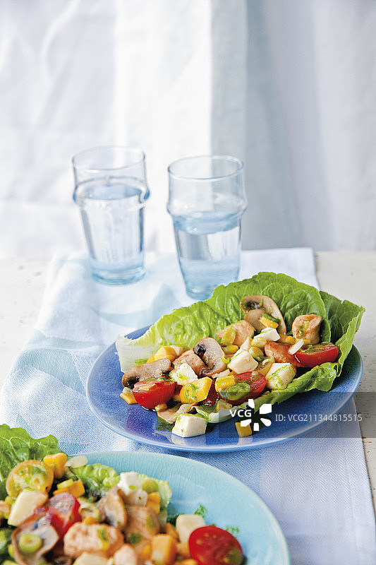 芒果马苏里拉异国风味鸡肉沙拉图片素材