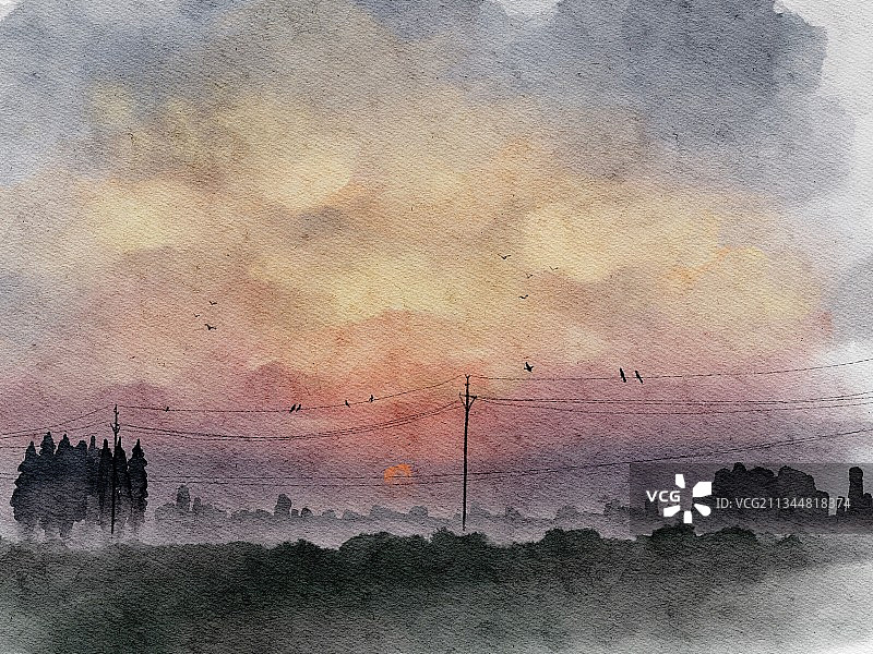 清新水彩插画图片素材