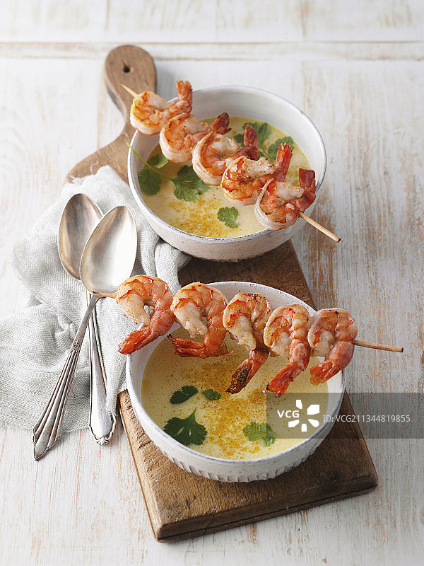 椰奶土豆虾串汤图片素材