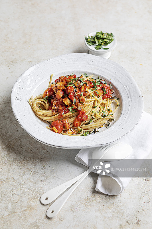 蘑菇肉酱意面图片素材