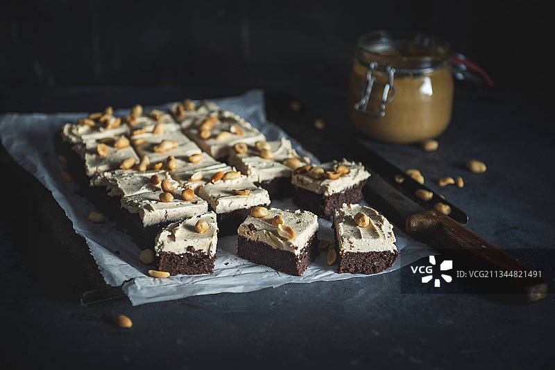 花生酱糖霜巧克力布朗尼图片素材