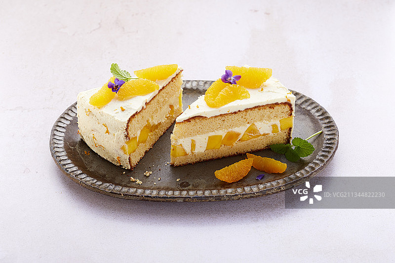 芒果马斯卡彭橘子挞图片素材