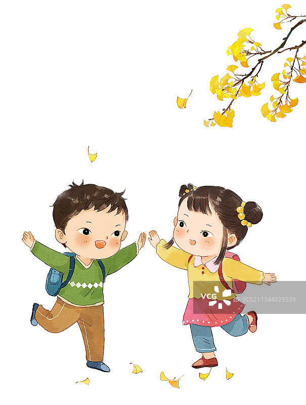 背着书包的小学生插画图片素材