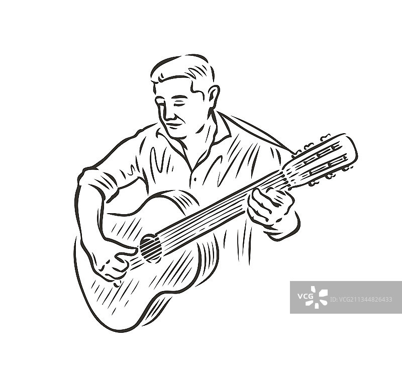 男人弹吉他音乐概念草图图片素材