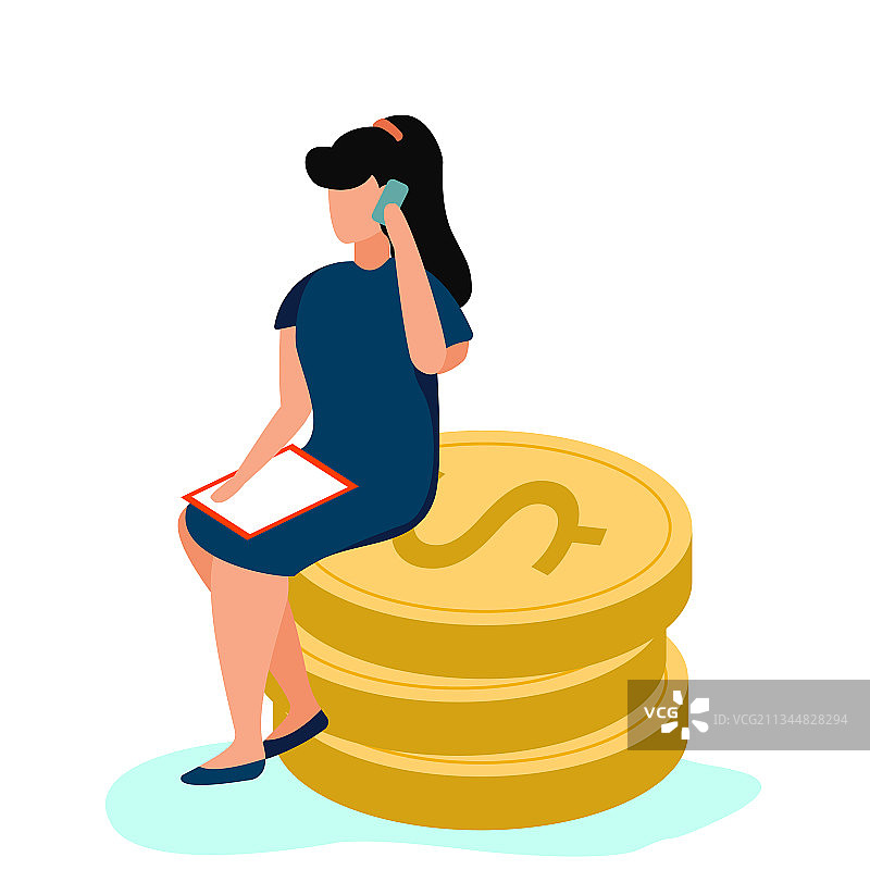 女孩通电话洽谈商务图片素材