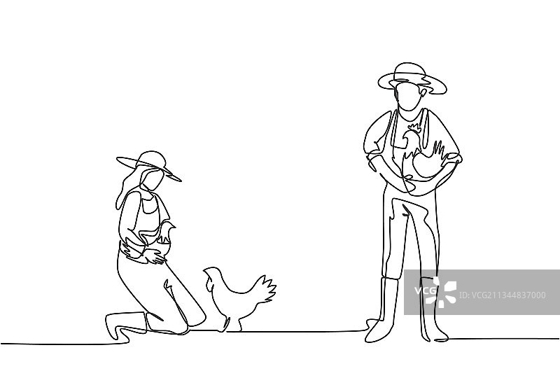 农民扛物单线画图片素材