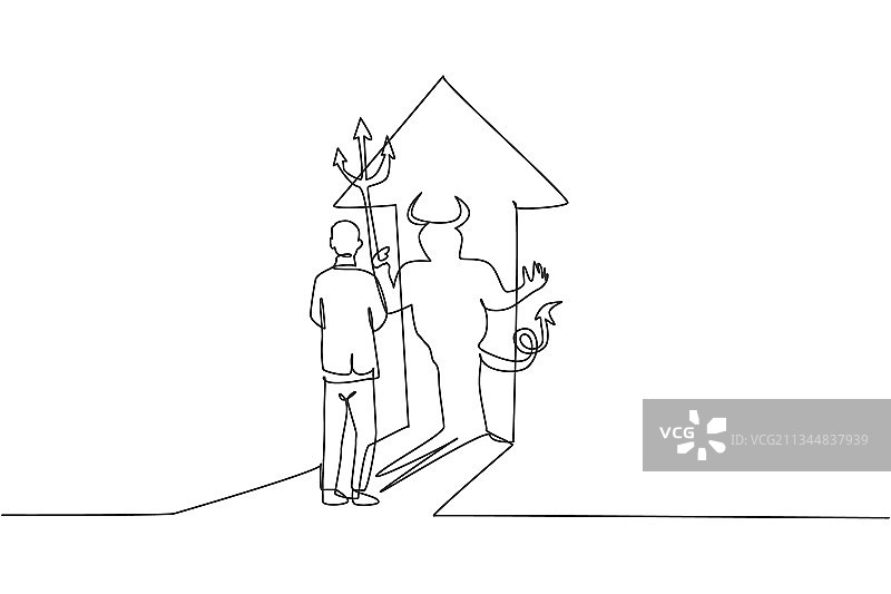 单线连续绘制的邪恶青年图片素材