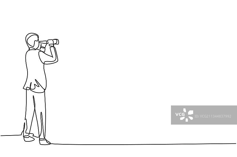 一笔画：年轻睿智的商人图片素材