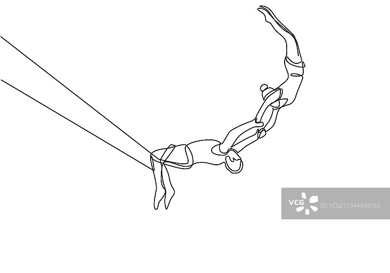 双人杂技演员单线画图片素材