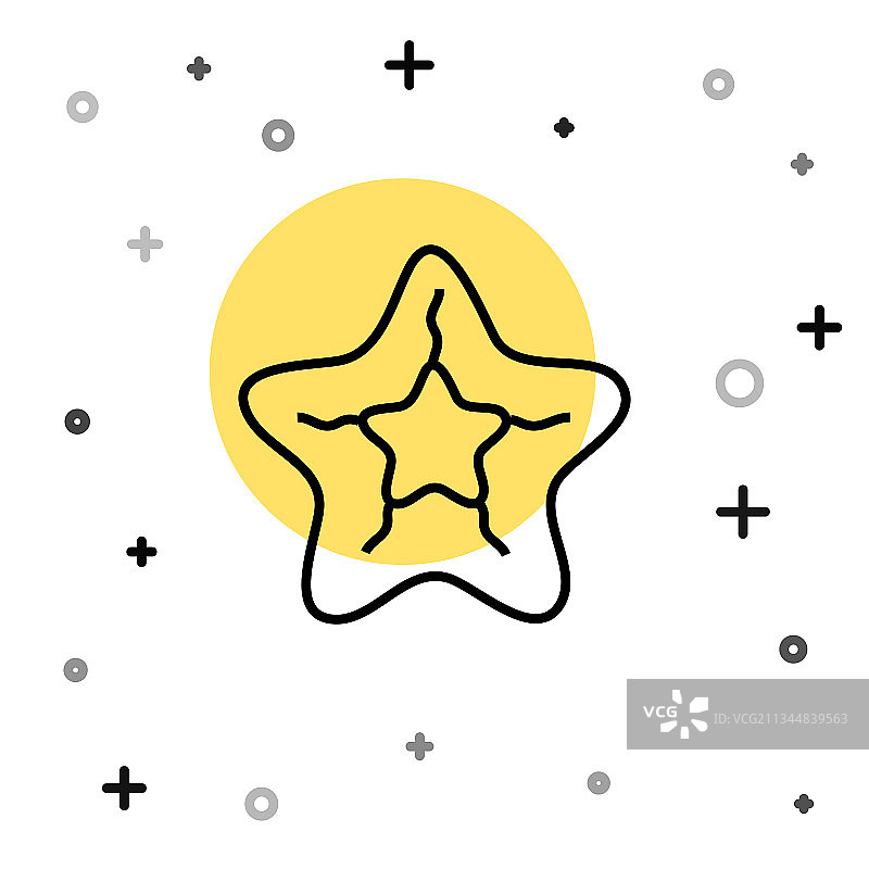 黑色线条海星图标，白色背景图片素材