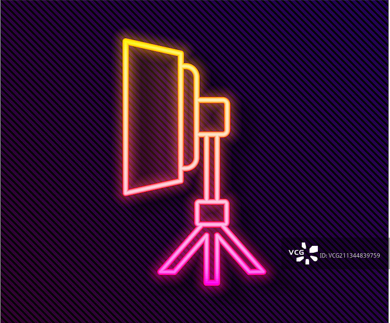 发光霓虹灯柔光箱中的演播室灯泡图片素材