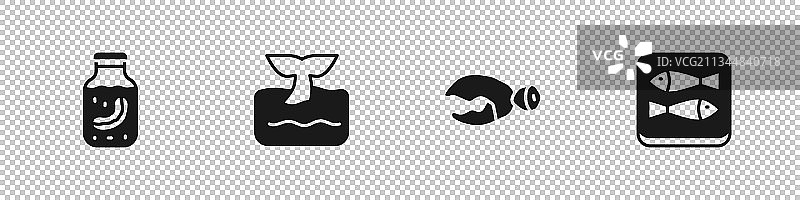 海参罐鲸鱼尾巴海浪套装图片素材