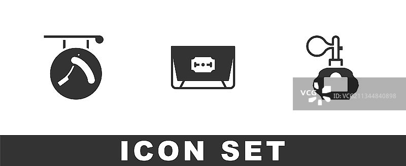 带剃须刀片和须后水的理发店图片素材