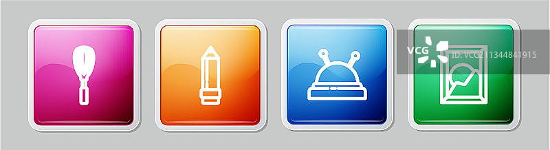 厨具系列：打蛋器、带橡皮的铅笔和针图片素材