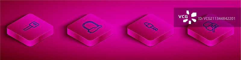 2.5D自行车锁钥匙套装图片素材