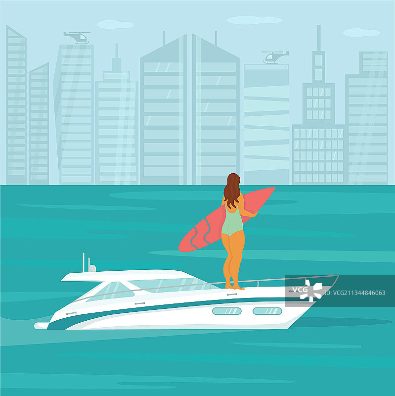 海上冲浪帆船与身材积极的女人图片素材