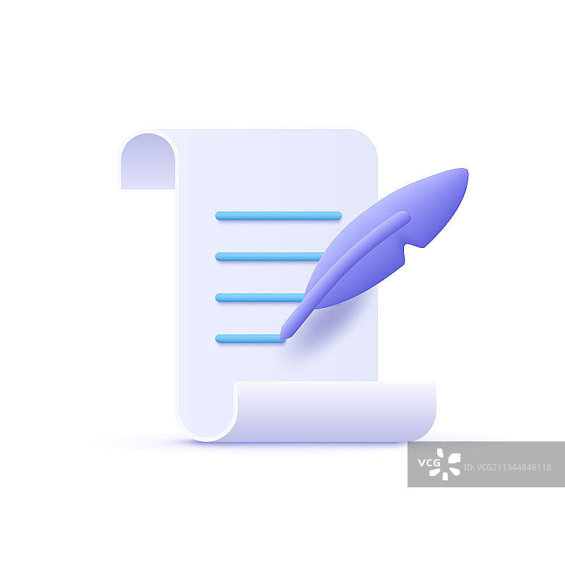 文案写作图标文档和羽毛笔图片素材