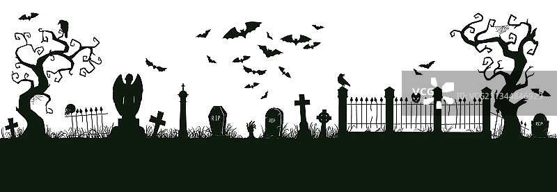 万圣节噩梦卡通风景图片素材