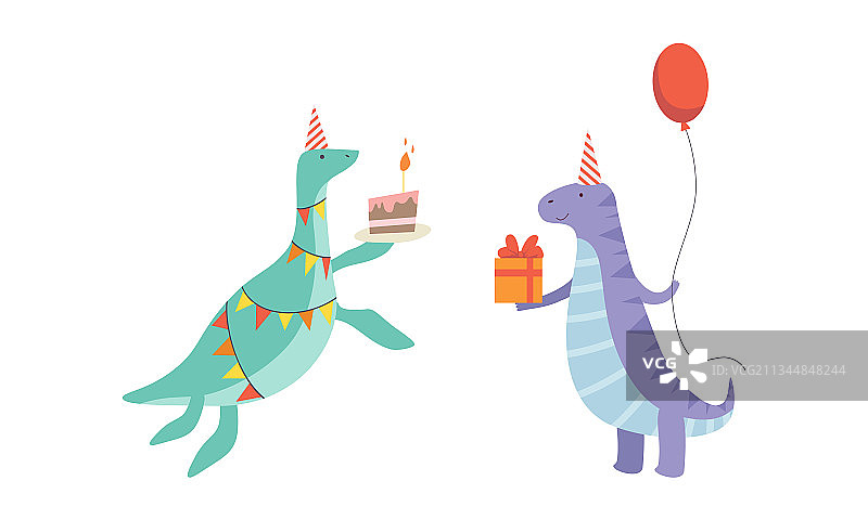 生日派对上的可爱恐龙图片素材