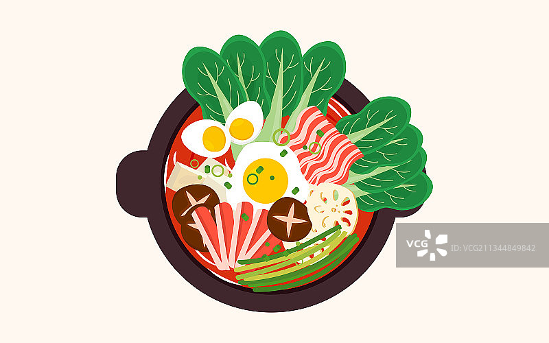 火锅美食传统节日春节团圆新年庆典插画海报图片素材