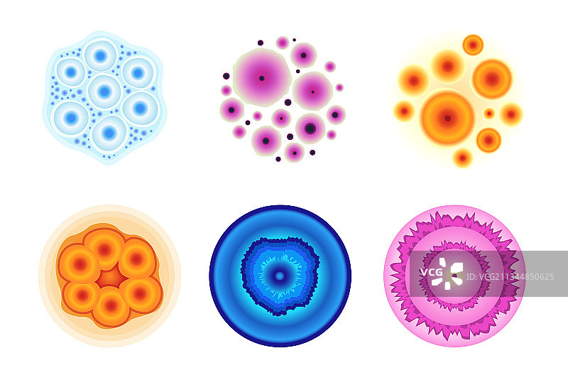 实验室培养皿中彩色霉菌或细胞合集图片素材
